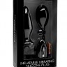 Чёрный анальный стимулятор с функцией расширения и вибрацией Inflatable Vibrating Silicone Plug - 12,2 см.