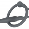 Серый уретральный плаг с силиконовым кольцом под головку Penis Plug