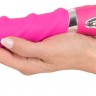 Розовый вибратор с рёбрышками и подогревом Warming Soft Vibrator - 22,8 см.