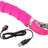 Розовый вибратор с рёбрышками и подогревом Warming Soft Vibrator - 22,8 см.