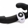 Черный безремневой страпон Urge Silicone Strap On с пультом ДУ - 24 см.