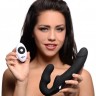 Черный безремневой страпон Urge Silicone Strap On с пультом ДУ - 24 см.