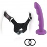 Фиолетовый страпон на регулируемом поясе с кольцами ADVANCED HARNESS KIT WITH AI - 16,5 см.