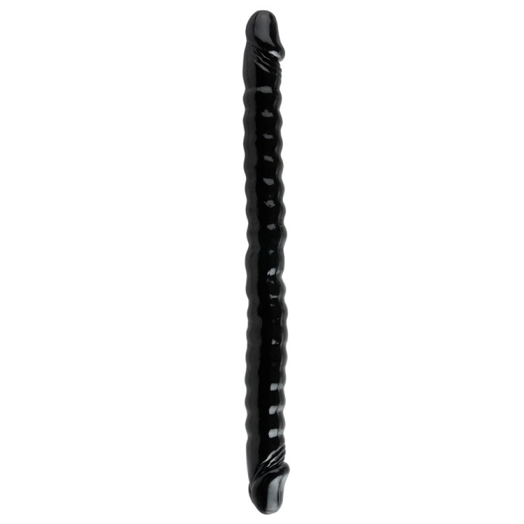 Черный двухголовый фаллоимитатор Basix Rubber Works 18" - 45 см.