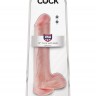Телесный фаллоимитатор на присоске 13" Cock with Balls - 35,6 см.