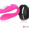 Розовый вибратор для пар с черным пультом-часами Weatwatch Dual Pleasure Vibe