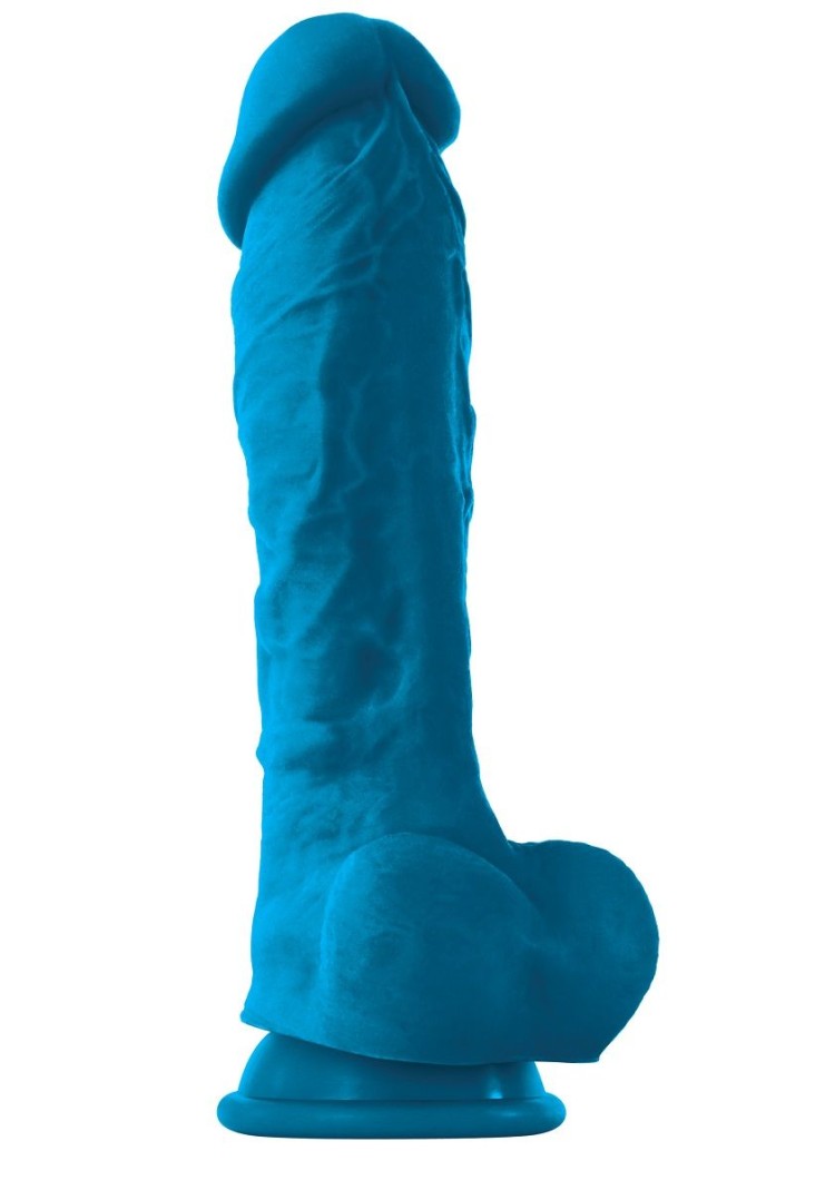 Голубой фаллоимитатор на присоске ColourSoft  8" Soft Dildo - 23,5 см.