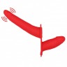 Красный двойной вибрострапон Double Vibrating Silicone Strap-On Adjustable - 15,5 см.