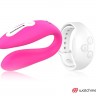 Розовый вибратор для пар с белым пультом-часами Weatwatch Dual Pleasure Vibe