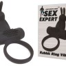 Черное эрекционное виброкольцо Sex Expert