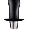 Чёрный изогнутый анальный плаг ANAL PLUG WITH PLATED HANDLE