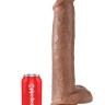 Кофейный фаллоимитатор-гигант 15  Cock with Balls - 40,6 см.