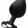 Черная анальная пробка с прозрачным кристаллом-клевером Lucky Diamond Butt Plug - 9,6 см.