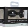 Черная анальная пробка с прозрачным кристаллом-клевером Lucky Diamond Butt Plug - 9,6 см.
