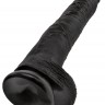 Чёрный фаллоимитатор-гигант 14" Cock with Balls - 37,5 см.