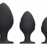 Набор из 3 черных анальных пробок Swirled Butt Plug Set