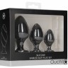 Набор из 3 черных анальных пробок Swirled Butt Plug Set