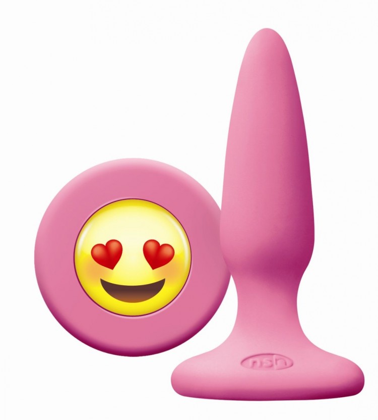 Розовая силиконовая пробка Emoji Face ILY - 8,6 см.