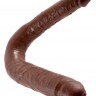 Коричневый двухголовый фалоимитатор U-Shaped Large Double Trouble - 44,4 см.