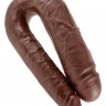 Коричневый двухголовый фалоимитатор U-Shaped Large Double Trouble - 44,4 см.