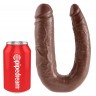 Коричневый двухголовый фалоимитатор U-Shaped Large Double Trouble - 44,4 см.