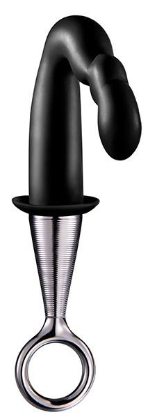 Чёрный изогнутый анальный плаг PROSTATE PLUG PLATED HANDLE