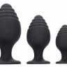 Набор из 3 черных анальных пробок Rippled Butt Plug Set