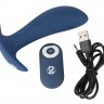 Синяя анальная втулка с вибрацией Vibrating Butt Plug - 12 см.