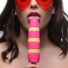 Ярко-розовый вибростимулятор-эскимо 10X Popsicle Vibrator - 21,6 см.