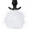 Силиконовая анальная пробка с белым заячьим хвостом Fur Pom Pom - 12,7 см.