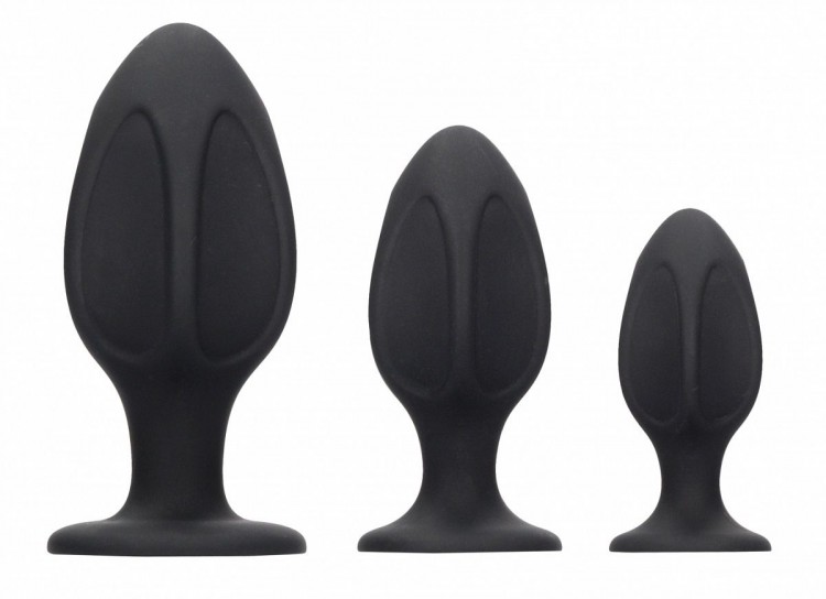 Набор из 3 черных анальных пробок Diamond Shape Butt Plug Set