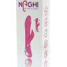 Розовый ротатор NAGHI NO.21 RECHARGEABLE DUO VIBRATOR с клиторальным отростком