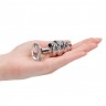 Серебристая анальная пробка с прозрачным кристаллом Ribbed Diamond Plug - 7,3 см.
