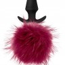 Силиконовая анальная пробка с бордовым заячьим хвостом Fur Pom Pom - 12,7 см.