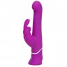 Фиолетовый вибратор с клиторальным стимулятором Beaded G-Spot Rechargeable Rabbit Vibrator - 24 см. 