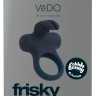 Чёрное эрекционное перезаряжаемое виброкольцо VeDO Frisky Bunny