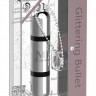 Серебристый мини-вибратор на цепочке Glittering Bullet - 9 см.