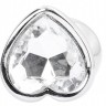 Серебристая анальная пробка Love Heart Diamond Plug с прозрачным кристаллом - 9,4 см.