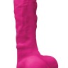 Розовый реалистичный фаллоимитатор с мошонкой Colours Pleasures 7 Dildo - 17,8 см.