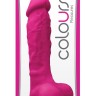 Розовый реалистичный фаллоимитатор с мошонкой Colours Pleasures 7 Dildo - 17,8 см.