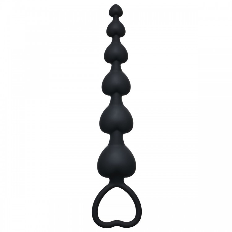 Чёрная анальная цепочка Heart's Beads Black - 18 см.