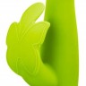 Лаймовый вибратор LOTUS FLUTTER с клиторальной бабочкой - 18,5 см.