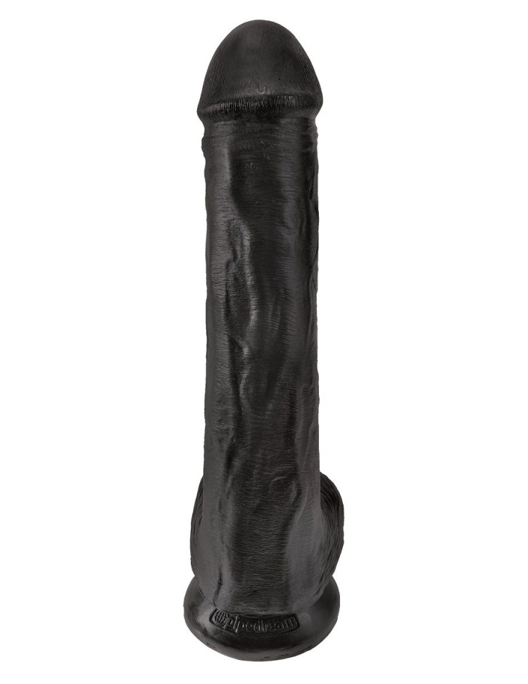 Чёрный фаллоимитатор на присоске 13" Cock with Balls - 35,6 см.