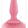Розовая анальная пробка с коротким розовым хвостиком Bunny Tails