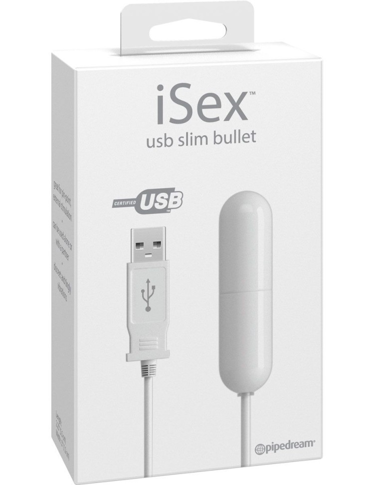 Белая вибропуля с шнуром питания USB