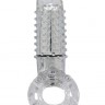 Прозрачное эрекционное кольцо с вибрацией и пальчиком OYEAH CLEAR