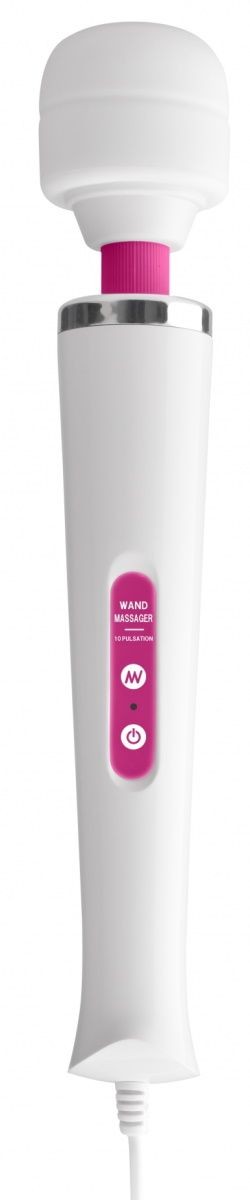 Бело-розовый вибромассажер Wonder Wand - 32 см.