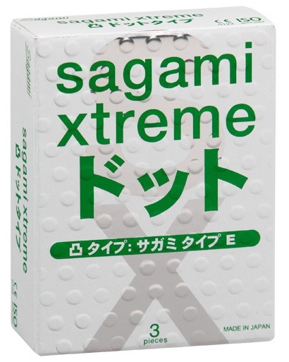 Презервативы Sagami Xtreme Type-E с точками - 3 шт.