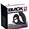 Черное кольцо с анальной вибропробкой Black Velvets