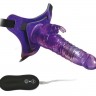 Фиолетовый страпон 10 Mode Vibrations 8.5" Harness Rabbit Dong - 19 см.